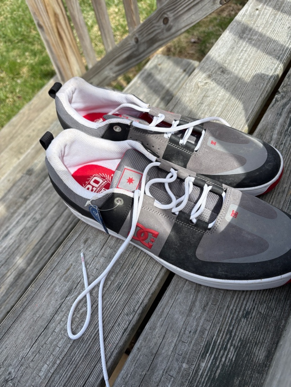 DC Men’s Gray, Black & Red Skate Sneakers - Picture 2 of 5
